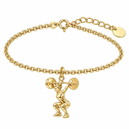 Resilient Lifter Strength Charm Bracelet Set – 18K gold, front view