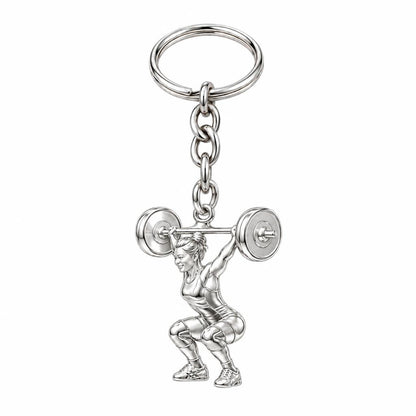 Resilient Lifter Strength Charm Keychain – silver, front view