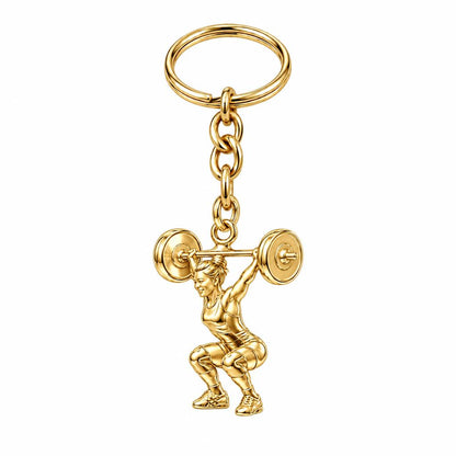 Resilient Lifter Strength Charm Keychain – 18K gold, front view