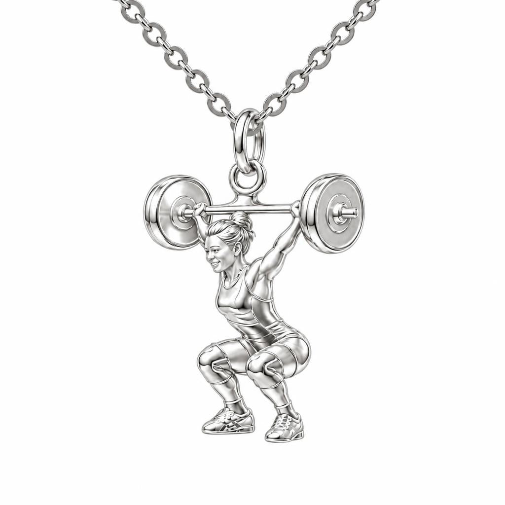 Resilient Lifter Strength Charm Necklace Set – silver, front view