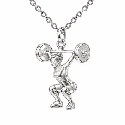 Resilient Lifter Strength Charm Necklace Set – silver, front view