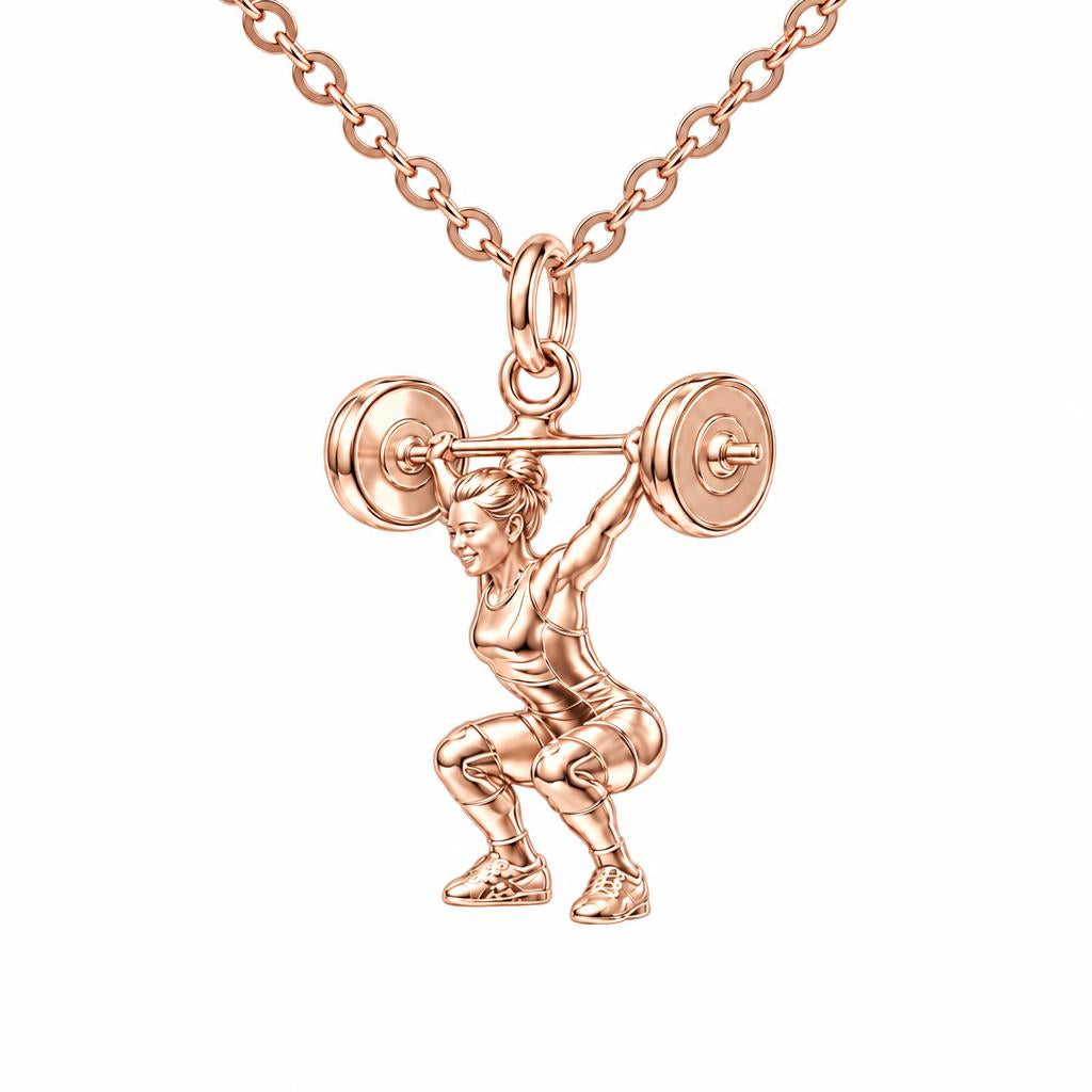 Resilient Lifter Strength Charm Necklace Set – rose gold, front view