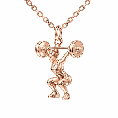 Resilient Lifter Strength Charm Necklace Set – rose gold, front view