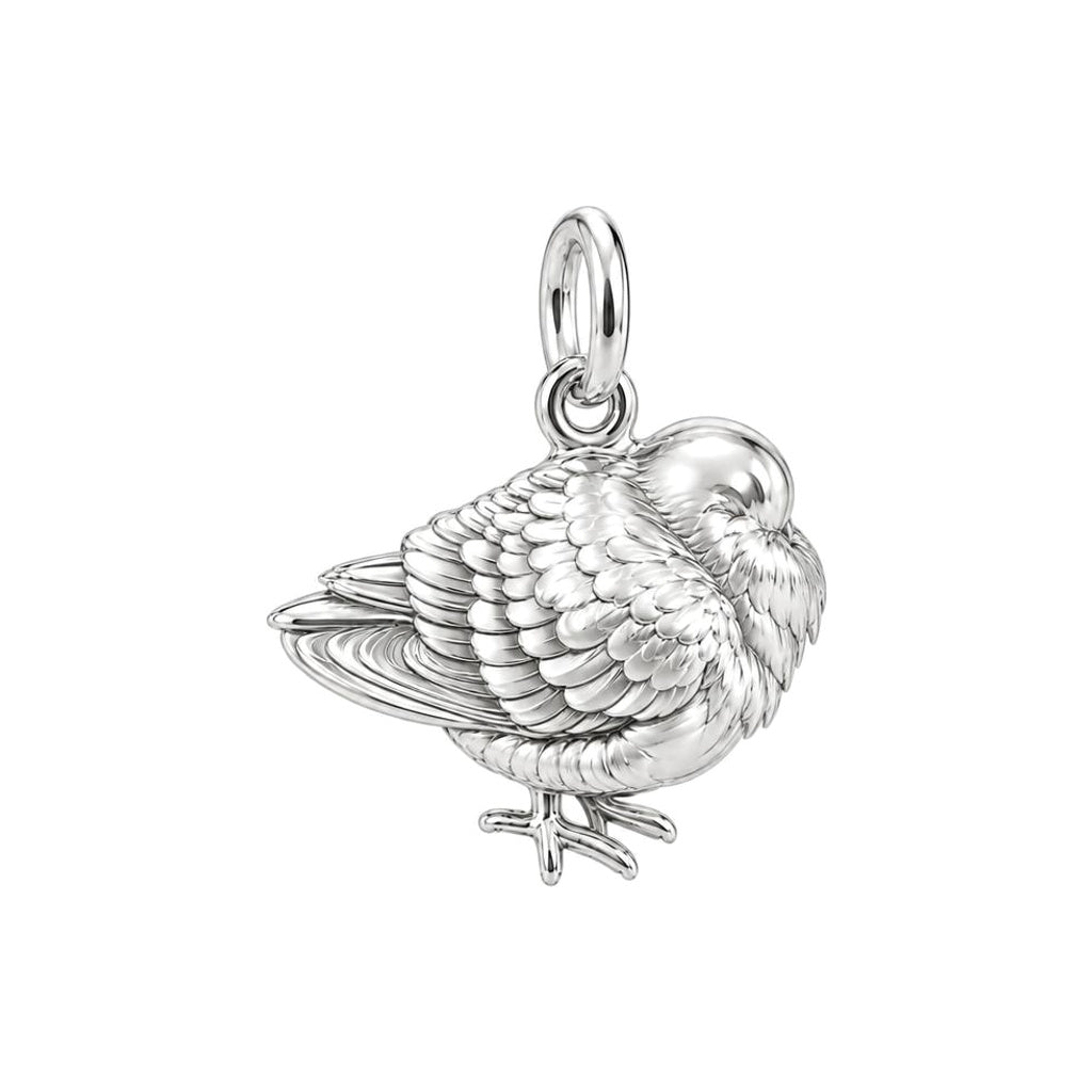 Resting Fluffed Bird Charm Bracelet – Personalized Gift for Mom – back of the charm, engraving area