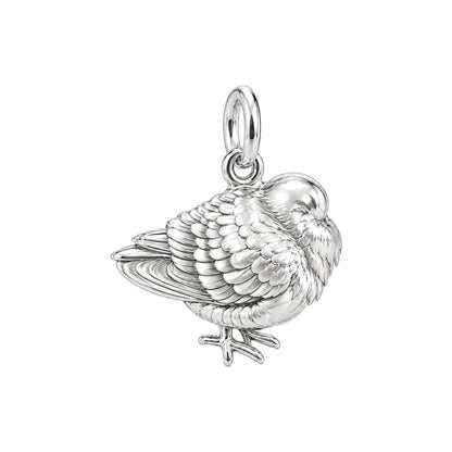 Resting Fluffed Bird Charm Bracelet – Personalized Gift for Mom – back of the charm, engraving area