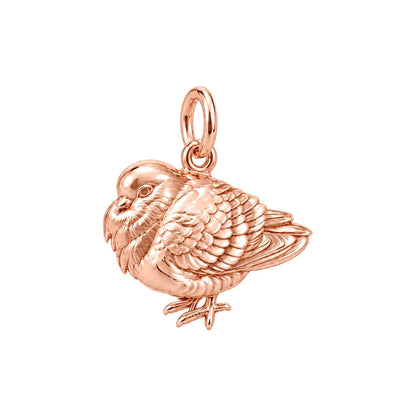 Resting Fluffed Bird Charm Bracelet – Personalized Gift for Mom – rose gold charm, front view