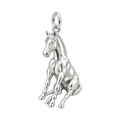 Resting Horse Charm Bracelet – Personalized Horse Lover Gift – silver charm, front view