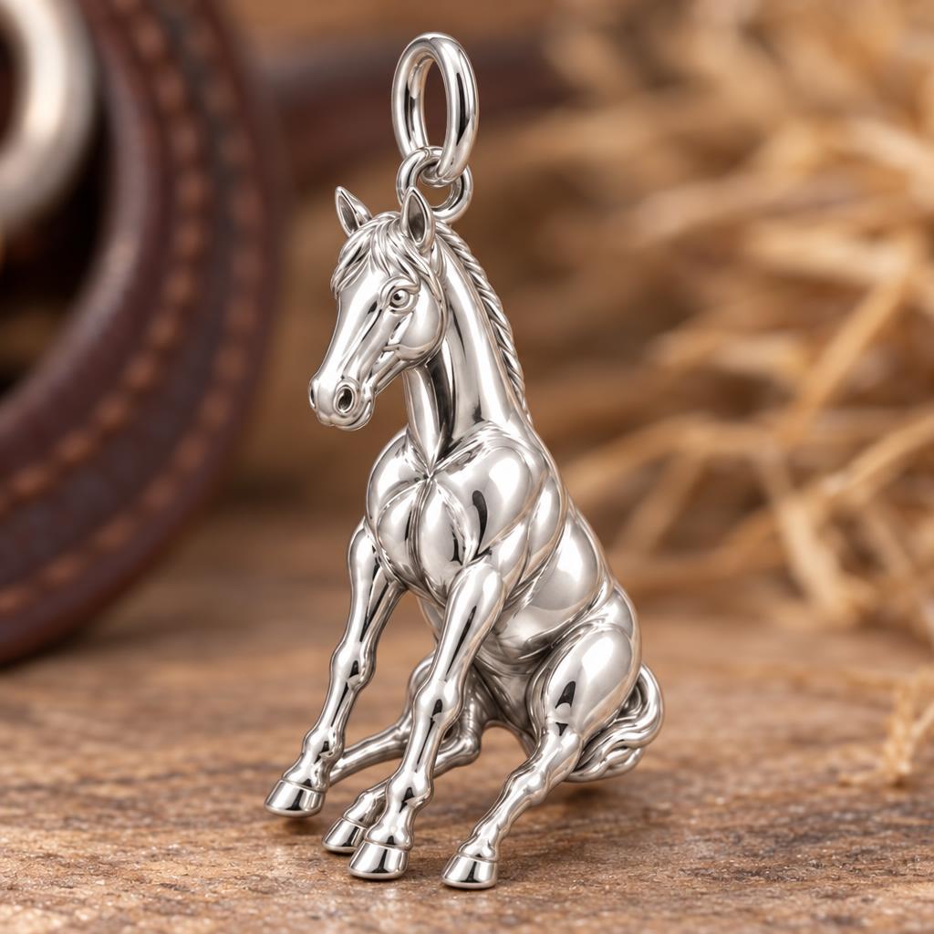 Resting Horse Charm Bracelet – Personalized Horse Lover Gift – macro detail of the charm