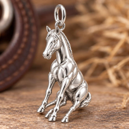 Resting Horse Charm Bracelet – Personalized Horse Lover Gift – macro detail of the charm