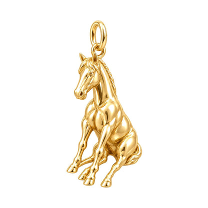 Resting Horse Charm Bracelet – Personalized Horse Lover Gift – 18K gold charm, front view
