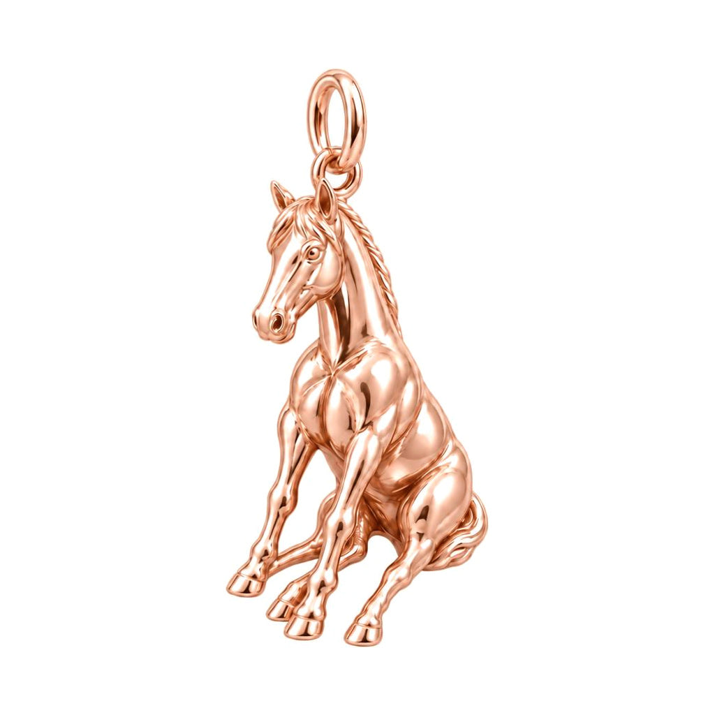 Resting Horse Charm Bracelet – Personalized Horse Lover Gift – rose gold charm, front view