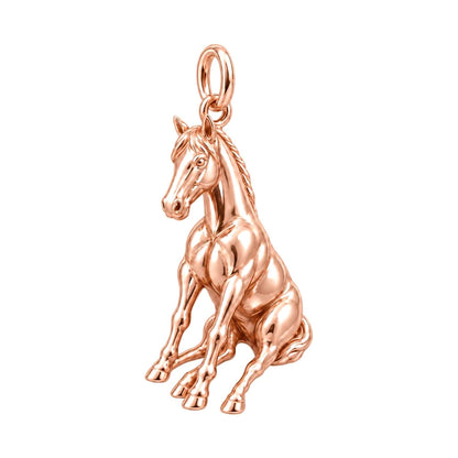 Resting Horse Charm Bracelet – Personalized Horse Lover Gift – rose gold charm, front view