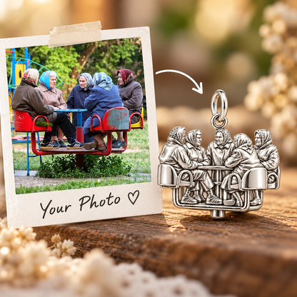 Retirement Buddies Charm Bracelet – Personalized Besties Gift – macro detail of the charm