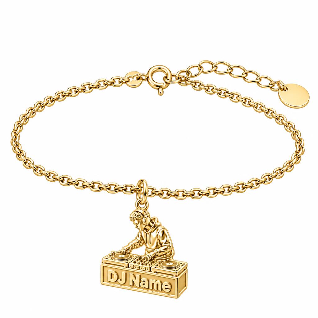 Rhythm and Flow DJ Booth Charm Bracelet Set – 18K gold, front view