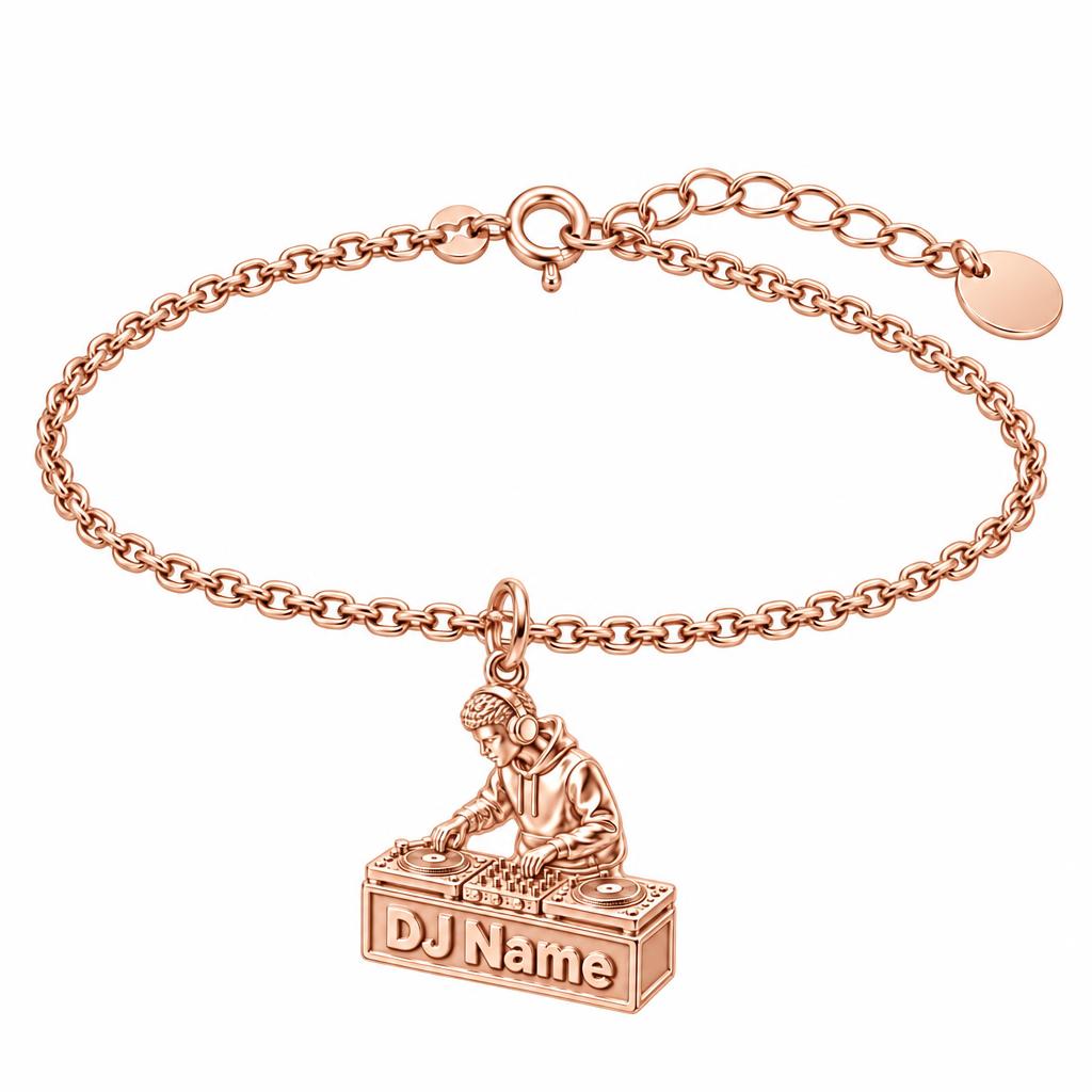 Rhythm and Flow DJ Booth Charm Bracelet Set – rose gold, front view