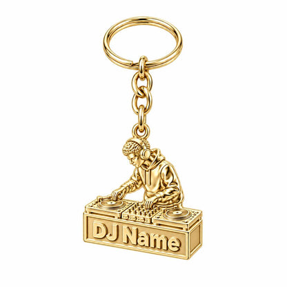 Rhythm and Flow DJ Booth Charm Keychain – 18K gold, front view