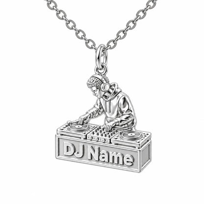 Rhythm and Flow DJ Booth Charm Necklace Set – silver, front view