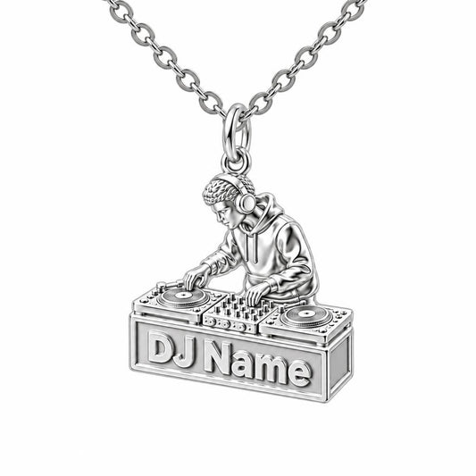 Rhythm and Flow DJ Booth Charm Necklace Set – silver, front view