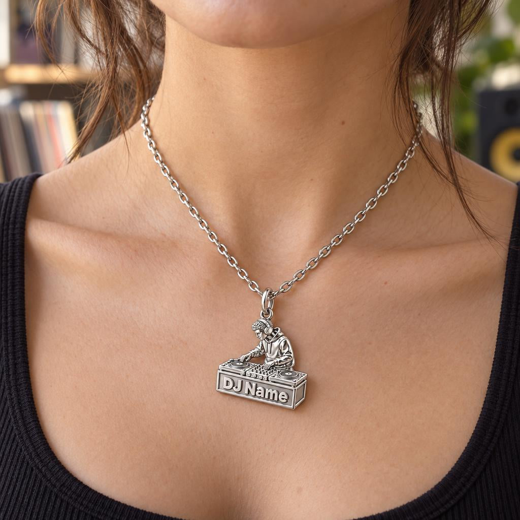 Rhythm and Flow DJ Booth Charm Necklace Set – worn / in use