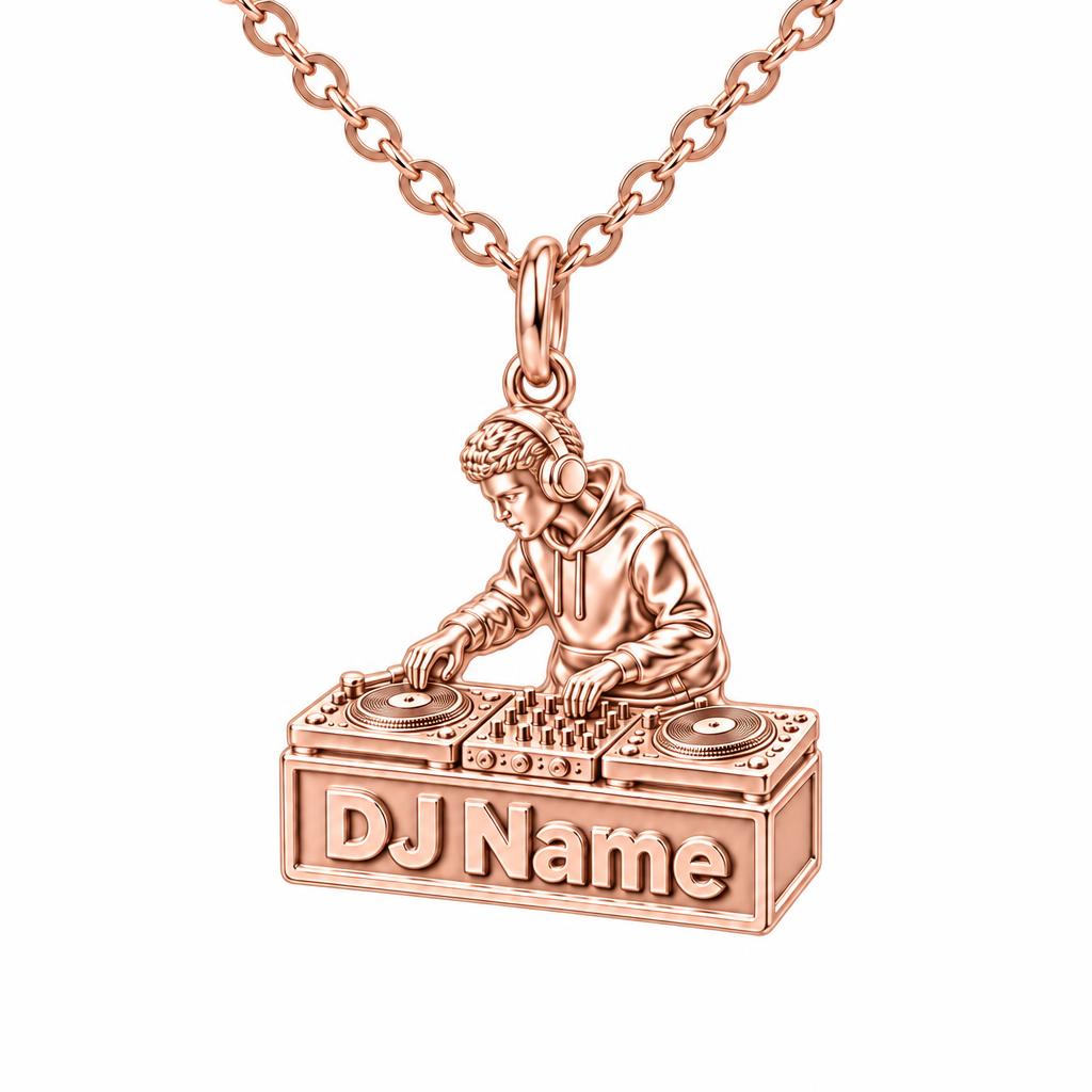 Rhythm and Flow DJ Booth Charm Necklace Set – rose gold, front view