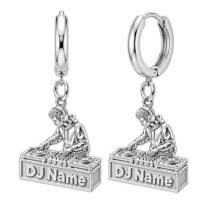 Rhythm and Flow DJ Booth Huggie Charm Earrings – silver, front view