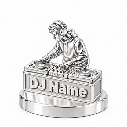 Rhythm and Flow DJ Booth Keepsake Plaque – silver, front view