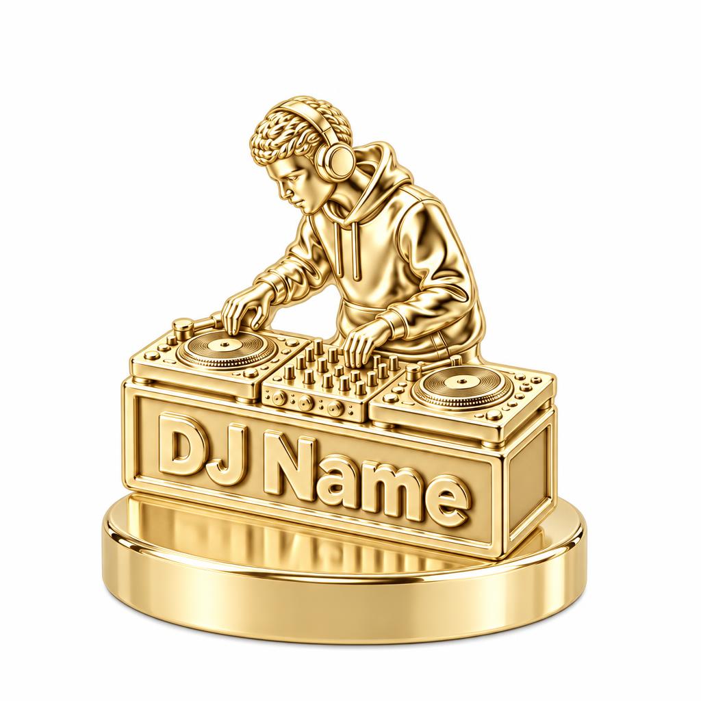 Rhythm and Flow DJ Booth Keepsake Plaque – 18K gold, front view