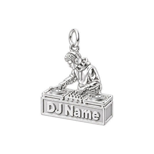 Rhythm and Flow DJ Charm Bracelet – Personalized Artist Gift – silver charm, front view