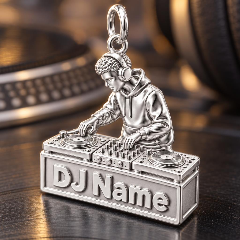 Rhythm and Flow DJ Charm Bracelet – Personalized Artist Gift – macro detail of the charm