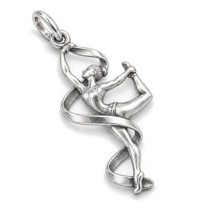 Ribbon of Grace Gymnast Charm — Silver Super Macro | charm-topics-remaining-444-2026-09-14 | topic-343