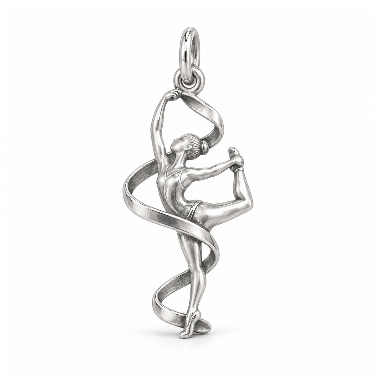 Ribbon of Grace Gymnast Charm — Silver | charm-topics-remaining-444-2026-09-14 | topic-343