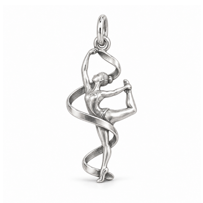 Ribbon of Grace Gymnast Charm — Silver | charm-topics-remaining-444-2026-09-14 | topic-343