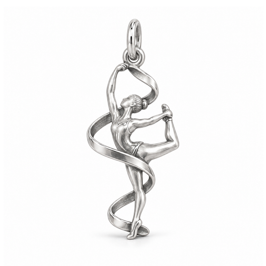 Ribbon of Grace Gymnast Charm — Silver | charm-topics-remaining-444-2026-09-14 | topic-343