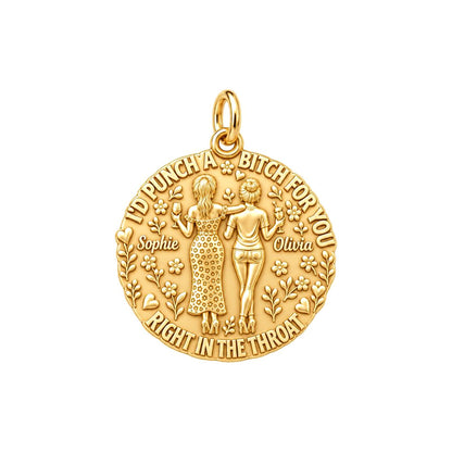 Ride or Die Bestie Charm Bracelet – Personalized Best Friend Gift – 18K gold plated 3 cm charm, front view