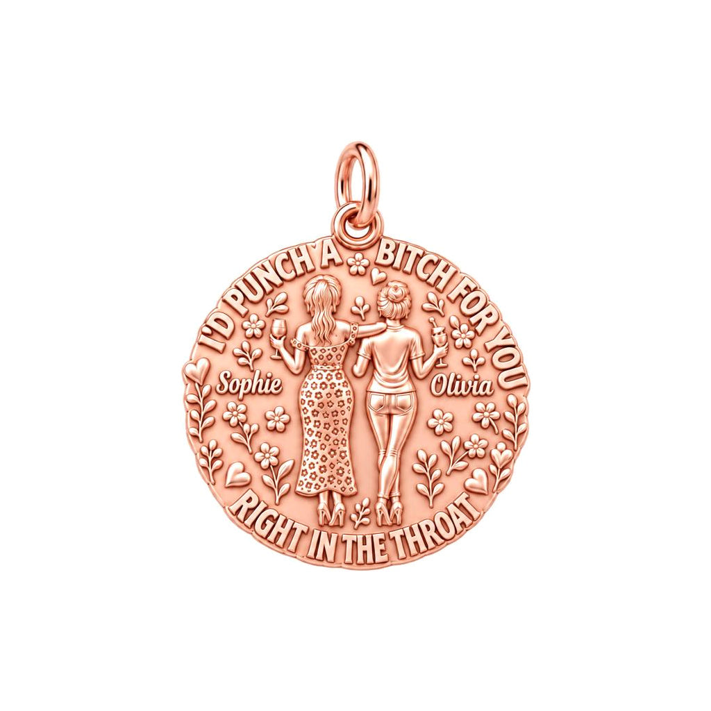 Ride or Die Bestie Charm Bracelet – Personalized Best Friend Gift – rose gold 3 cm charm, front view