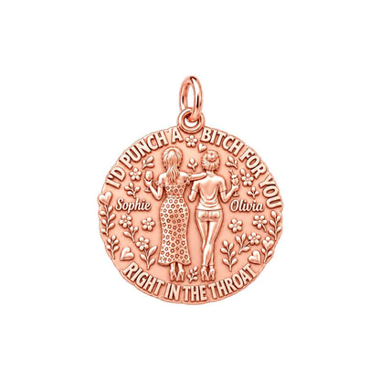Ride or Die Bestie Charm Bracelet – Personalized Best Friend Gift – rose gold 3 cm charm, front view