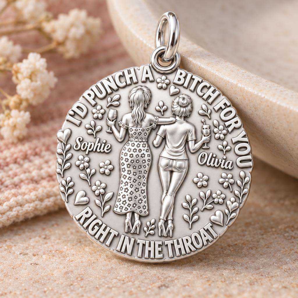 Ride or Die Bestie Charm Bracelet – Personalized Best Friend Gift – macro detail of the charm