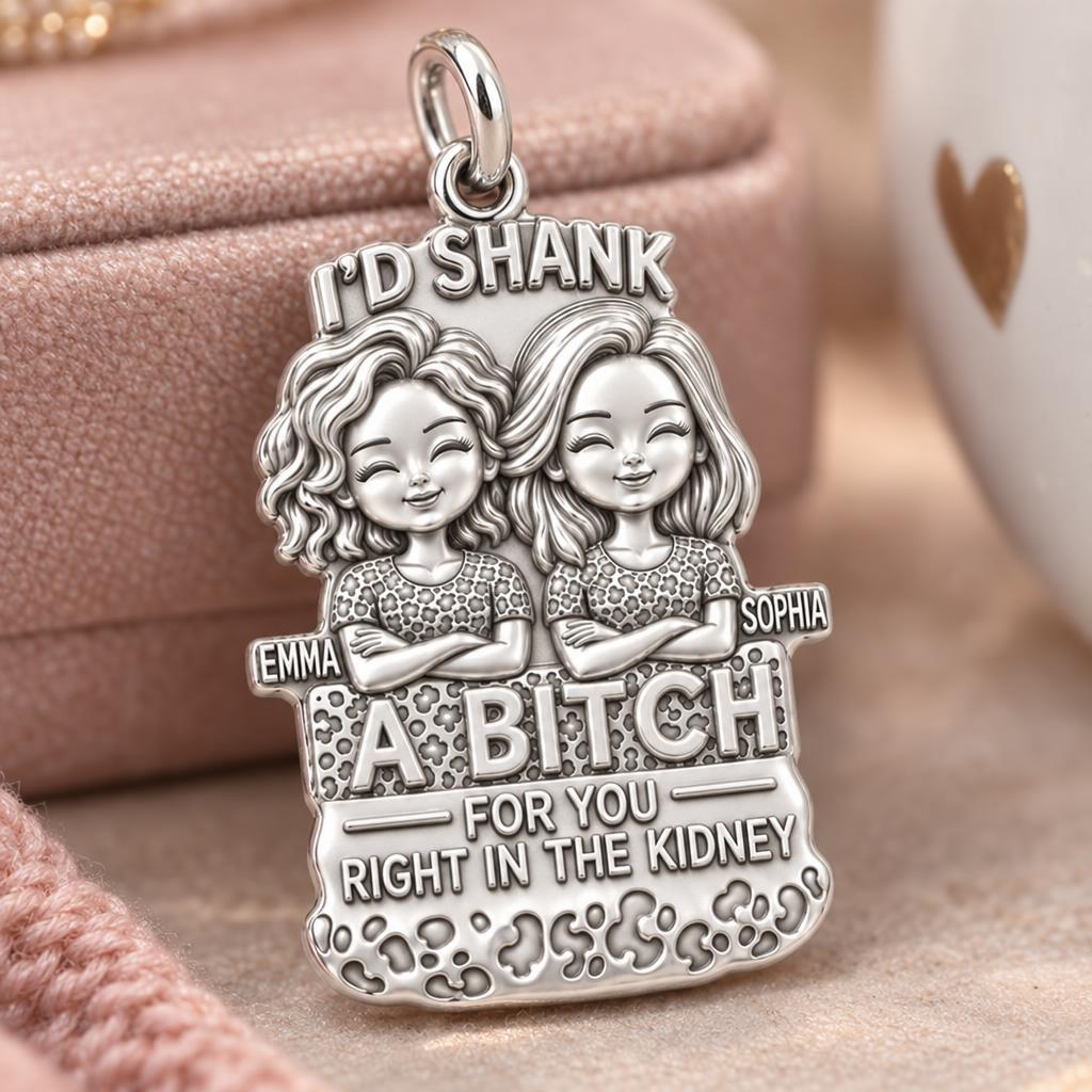 Ride or Die Bestie Charm Bracelet – Personalized Friend Gift – macro detail of the charm