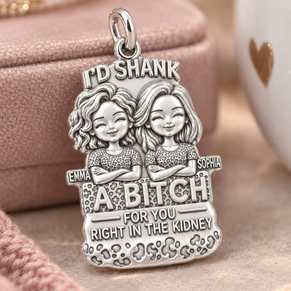 Ride or Die Bestie Charm Bracelet – Personalized Friend Gift – macro detail of the charm