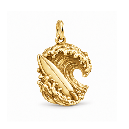 Ride the Wave Surfboard Charm — Gold | charm-topics-remaining-444-2026-09-14 | topic-351