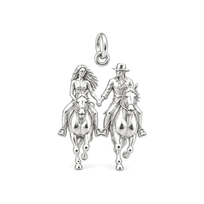 Riding Together Charm Bracelet – Personalized Couple Gift – silver charm, front view