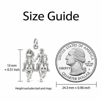 Riding Together Charm Bracelet – Personalized Couple Gift – size guide, 13 mm charm next to a quarter