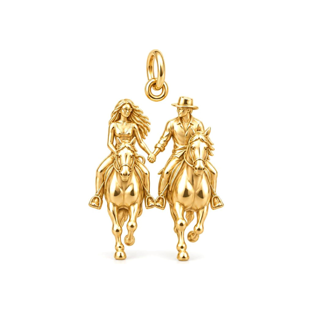 Riding Together Charm Bracelet – Personalized Couple Gift – 18K gold charm, front view