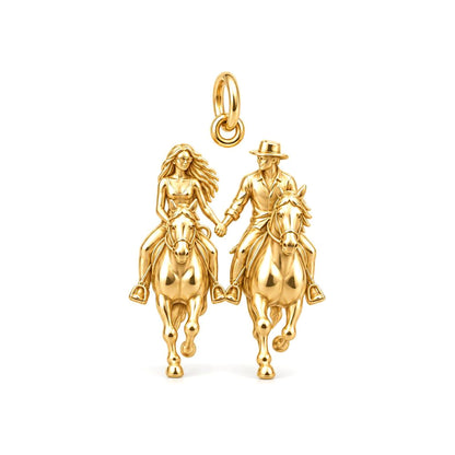 Riding Together Charm Bracelet – Personalized Couple Gift – 18K gold charm, front view