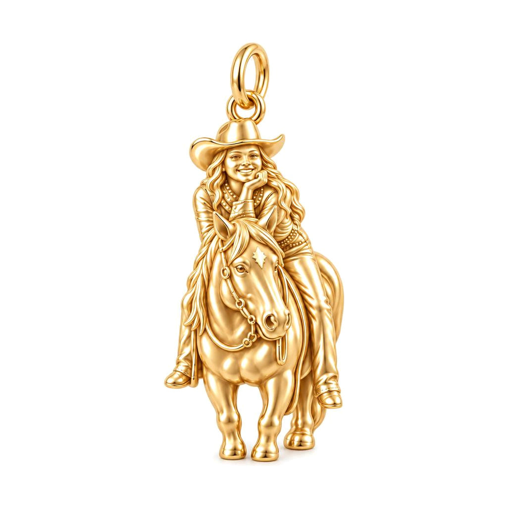 Riding Together Charm Bracelet – Personalized Horse Lover Gift – 18K gold charm, front view