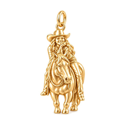 Riding Together Charm Bracelet – Personalized Horse Lover Gift – 18K gold charm, front view