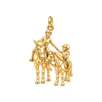 Riding Together Charm Bracelet – Personalized Horse Lover Gift – 18K gold charm, front view