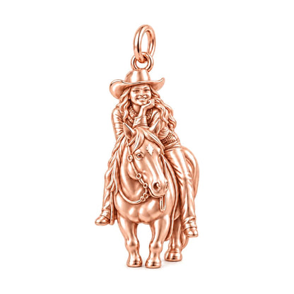 Riding Together Charm Bracelet – Personalized Horse Lover Gift – rose gold charm, front view