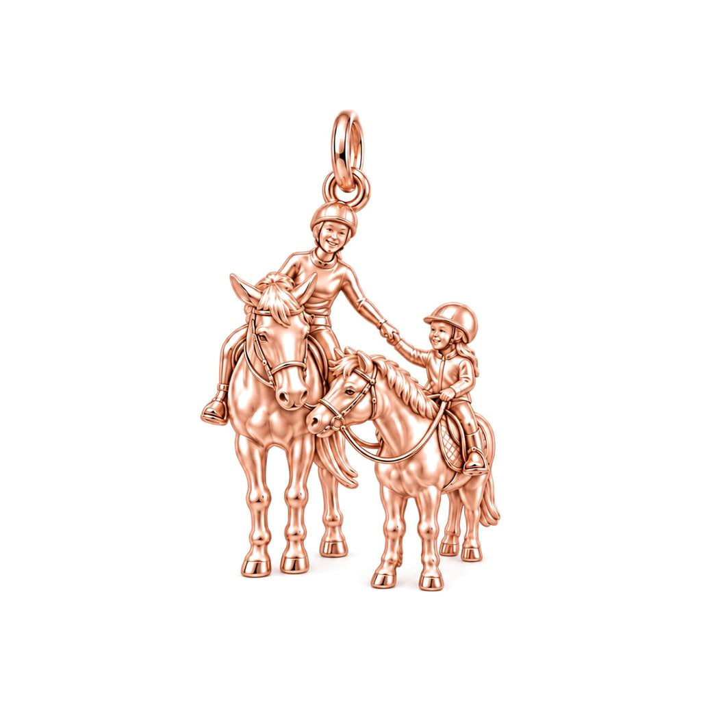 Riding Together Charm Bracelet – Personalized Horse Lover Gift – rose gold charm, front view
