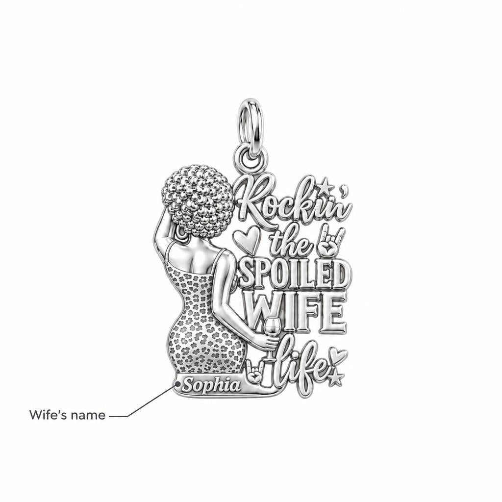 Rockin' Spoiled Wife Life Charm Bracelet – Personalized Wife Gift – personalization guide